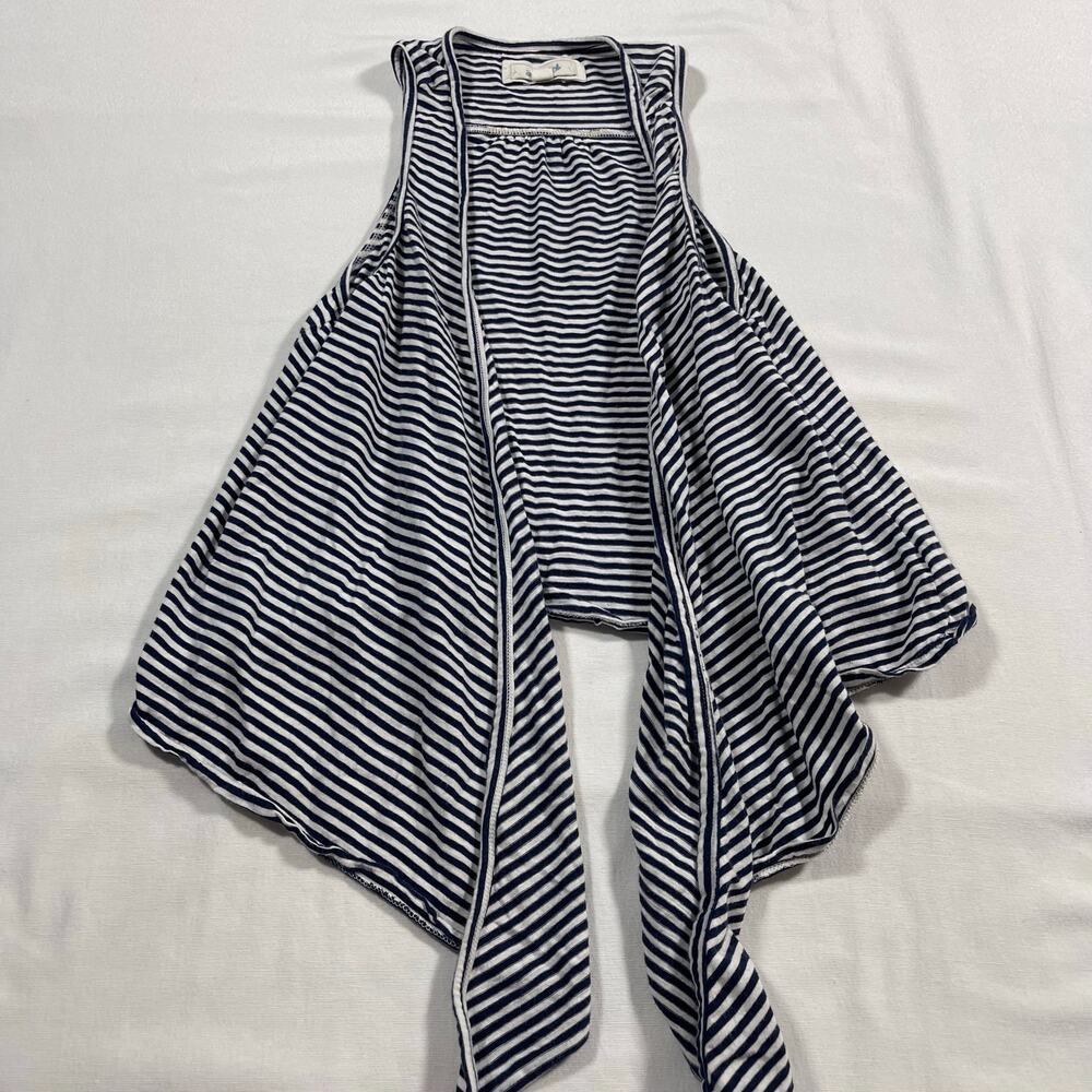 American Eagle AEO 2010 Striped Drape Vest Cardigan Navy White Womens S
